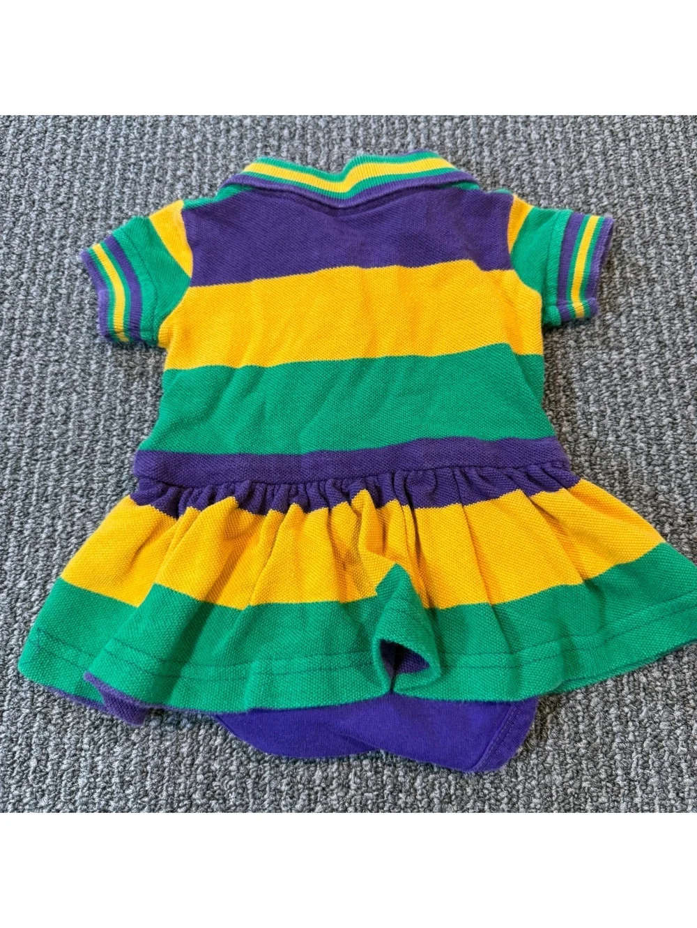 ME o ME Baby Girl Striped Polo Dress Size 6-9 Months Mardi Gras